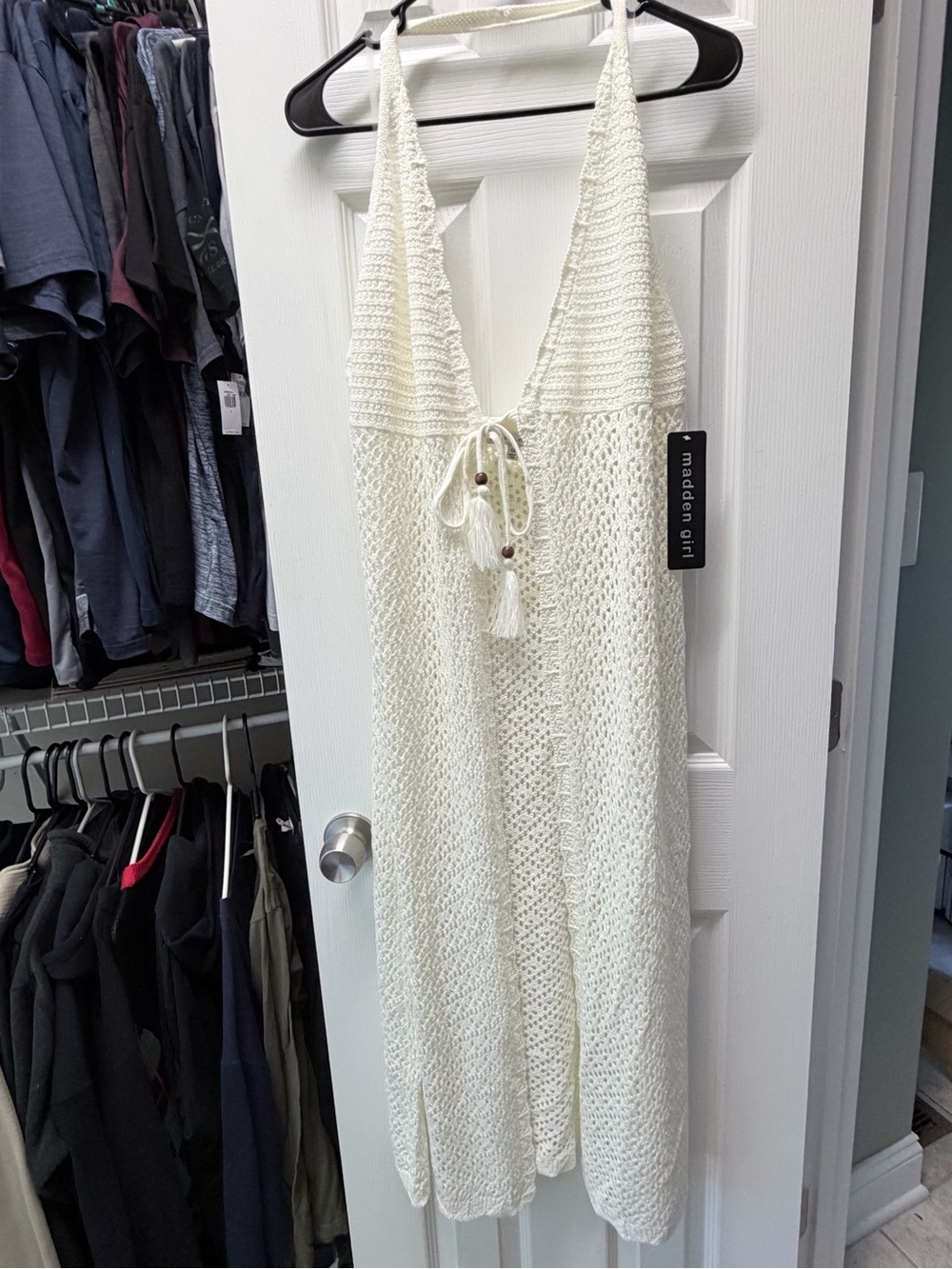 Madden Girl White Crochet Halter Cover-Up